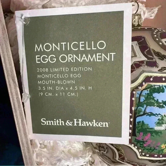 Smith & Hawken 2008 Limited Edition MONTICELLO EGG Mouthblown #648 of 1200 - Picture 5 of 6